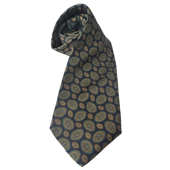 Authentic Burberrys Vintage Neck Tie Medallion Print Embossed Tipping England - Picture 2 of 11